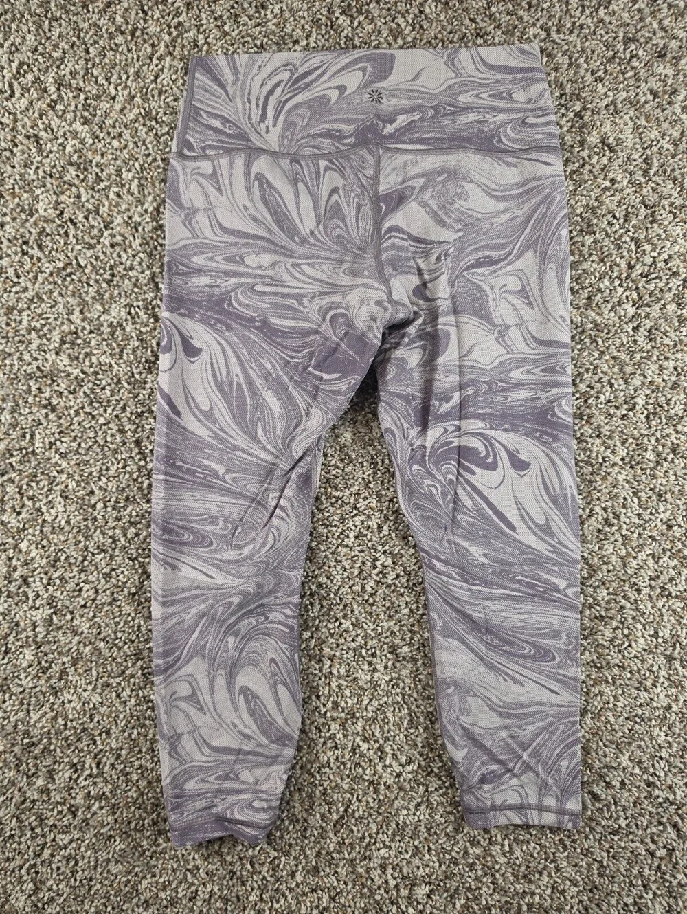 Athleta Womens Sz L Transcend 7/8 Tight Leggings Purple Marbled
