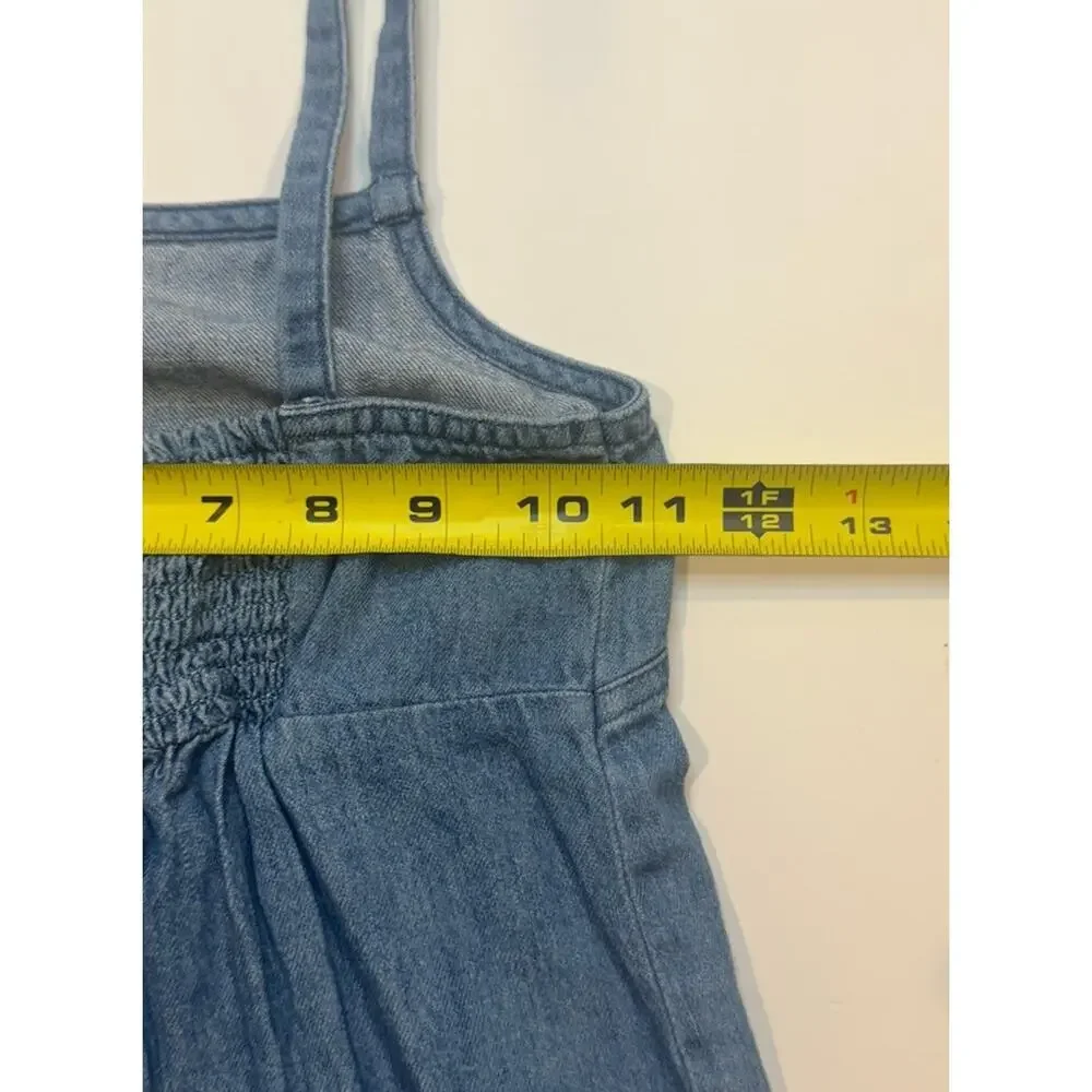 Old Navy Girls Denim Dress Size 5 Blue Sleeveless Smocked Back Cotton
