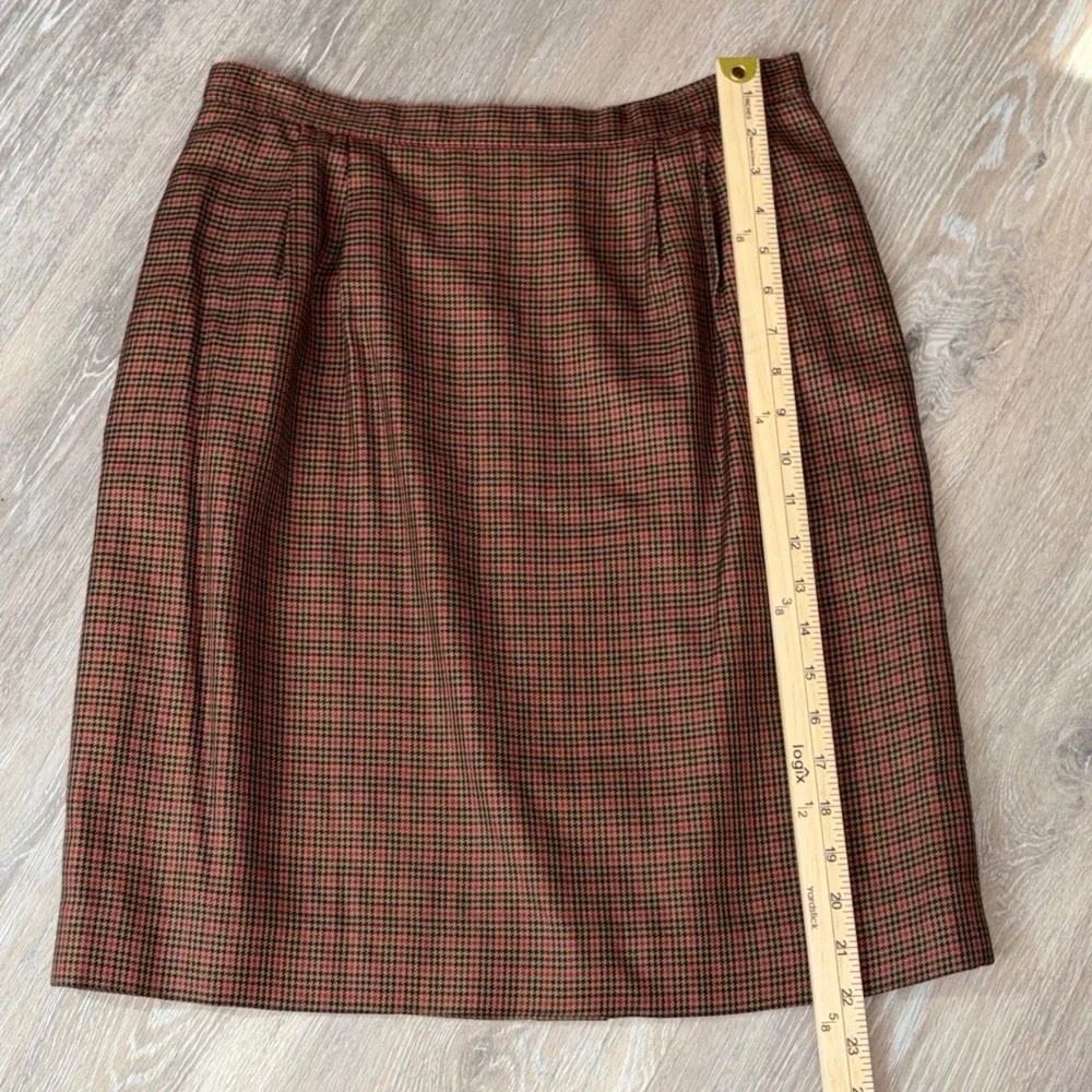 Le Suit Vintage Houndstooth Skirt Suit Set Brown Red Blazer 16 Skirt 12