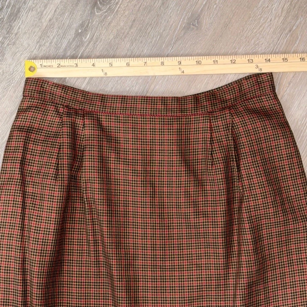 Le Suit Vintage Houndstooth Skirt Suit Set Brown Red Blazer 16 Skirt 12