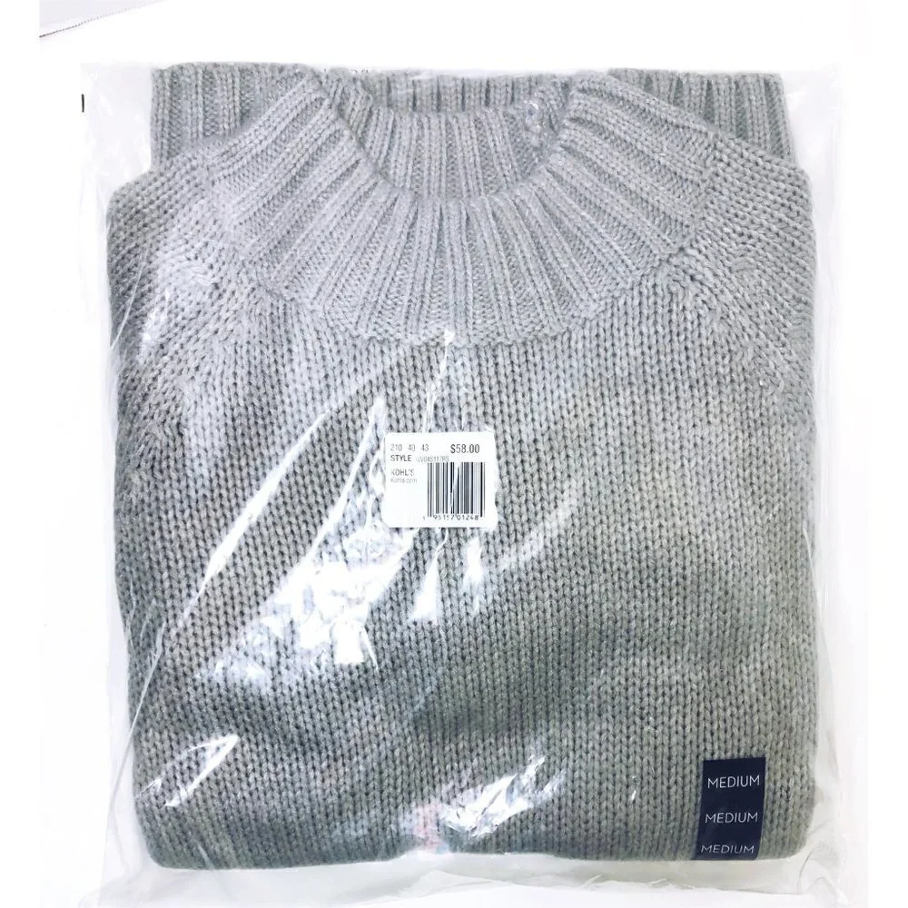 Simply Vera Wang Womens Gray Crew Neck Cable Knit Long Sleeve Sweater Sz M New