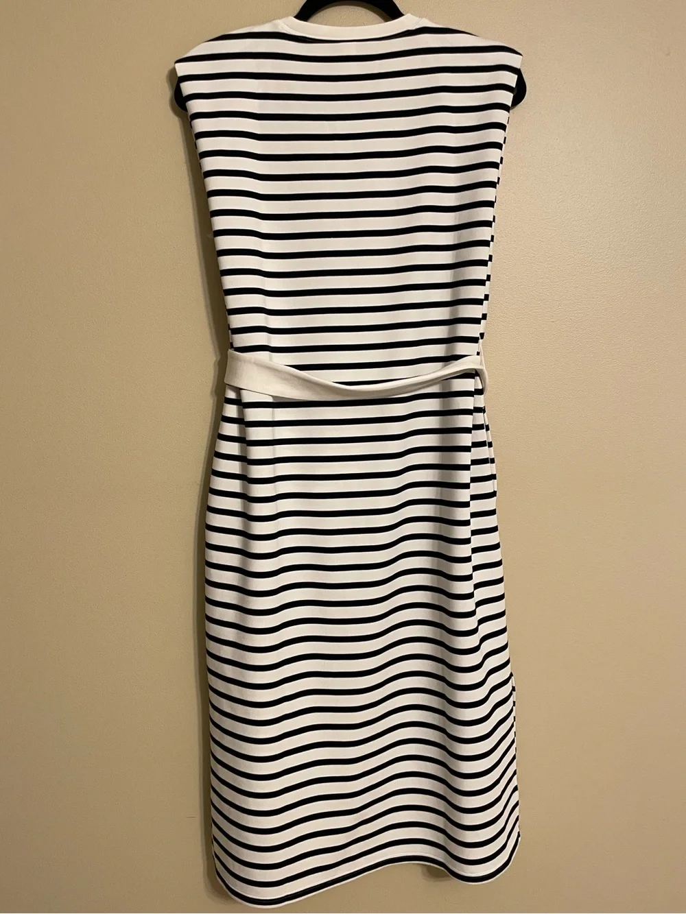 SPANX Airessentials Sleeveless Striped Tank Dress Cream Black Stripes Large