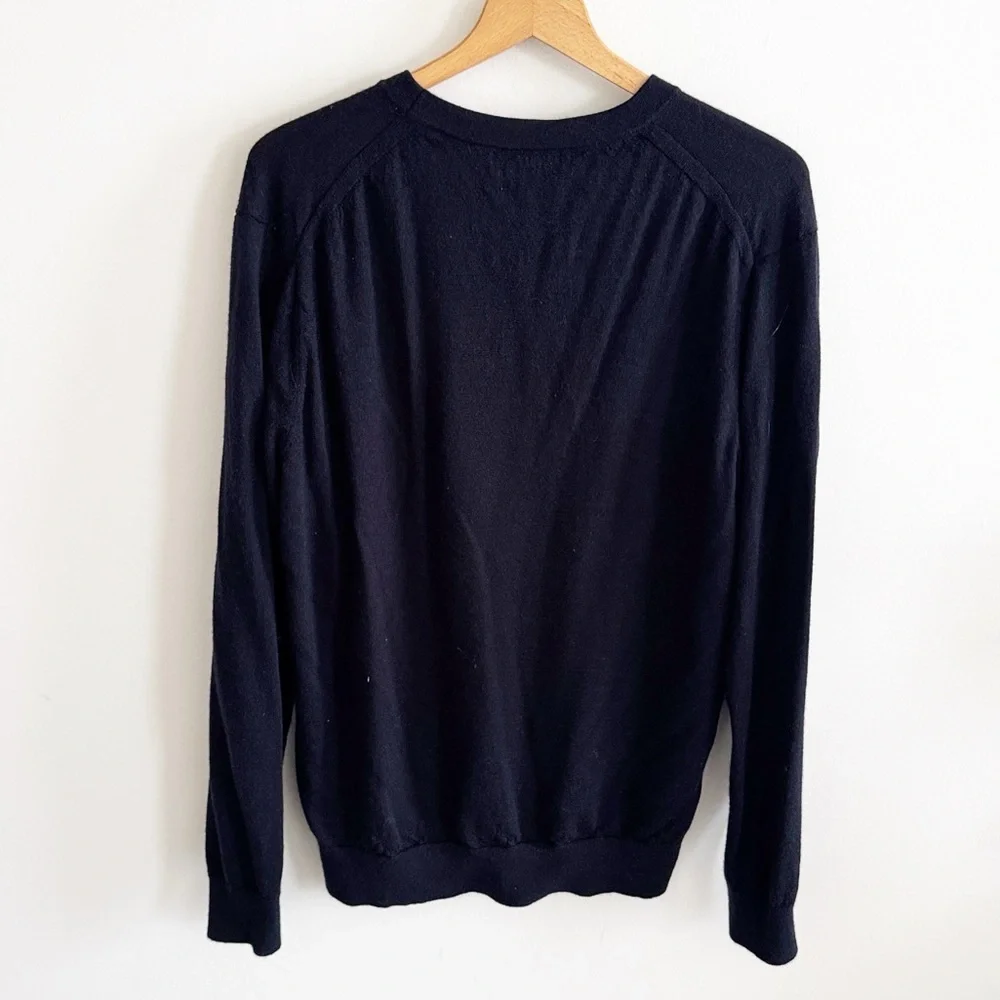 Banana republic black merino wool long sleeve crewneck sweater size XL