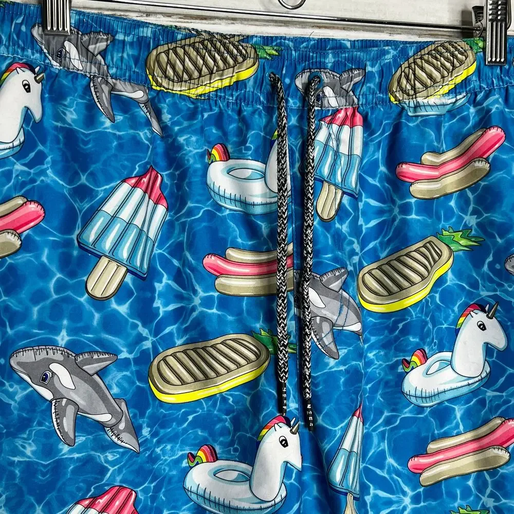 Neff Hot Tub Swim Trunk Shorts Pool Party Blue Size XL