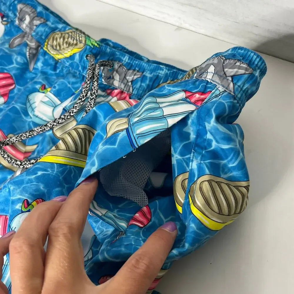 Neff Hot Tub Swim Trunk Shorts Pool Party Blue Size XL