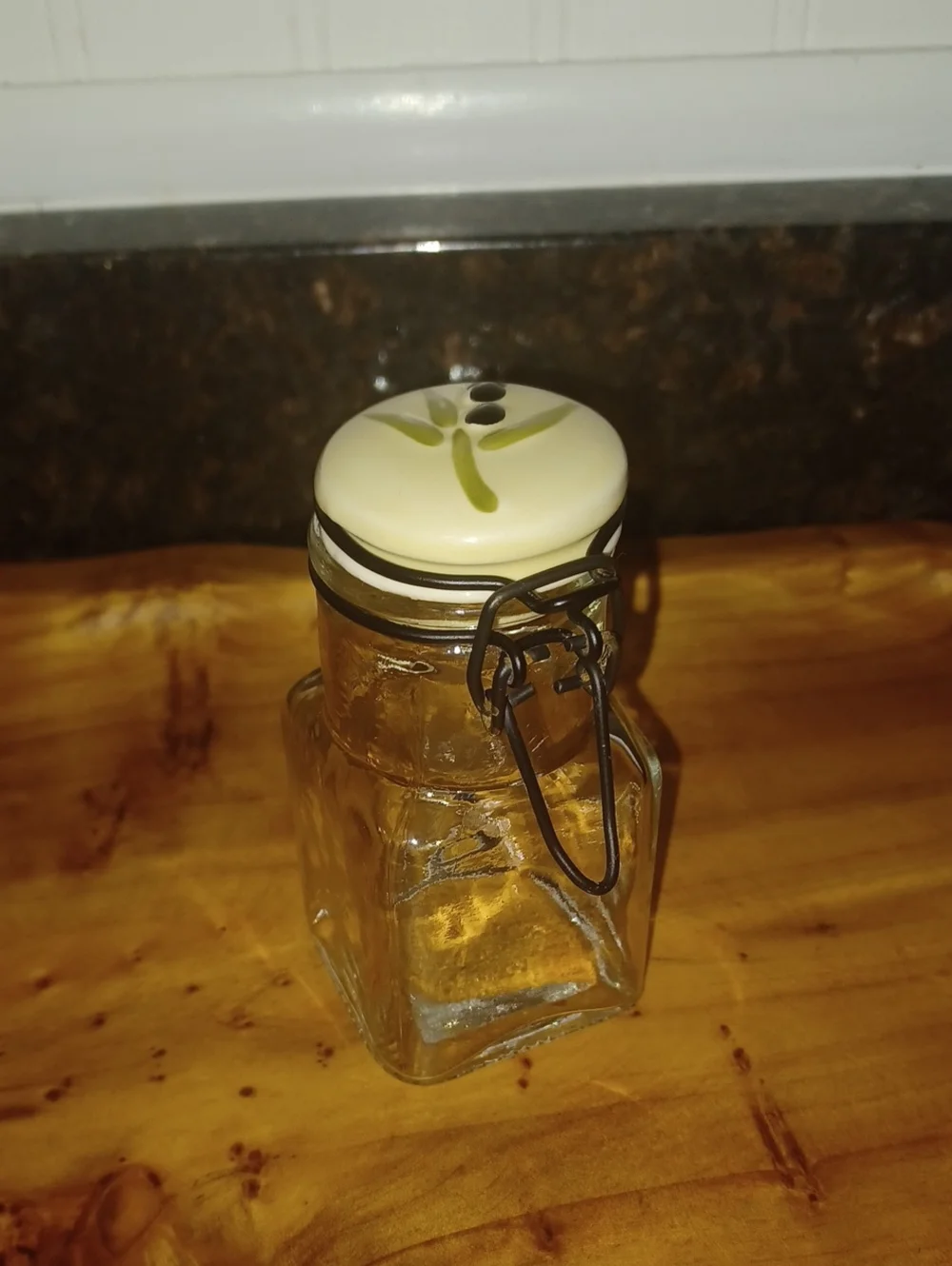 Vintage Italian Farmhouse Glass Olive Oil Cruet Bottle Swing Top Hermetic Seal