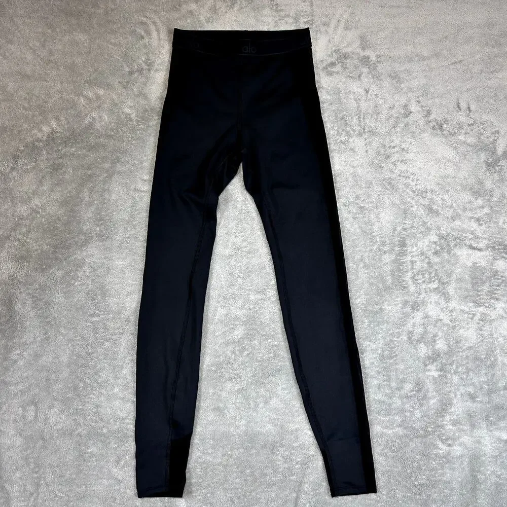 Alo Black Mesh Side Leggings Size Small (Fits 4) Yoga‎ Athleisure Sculpting Gym