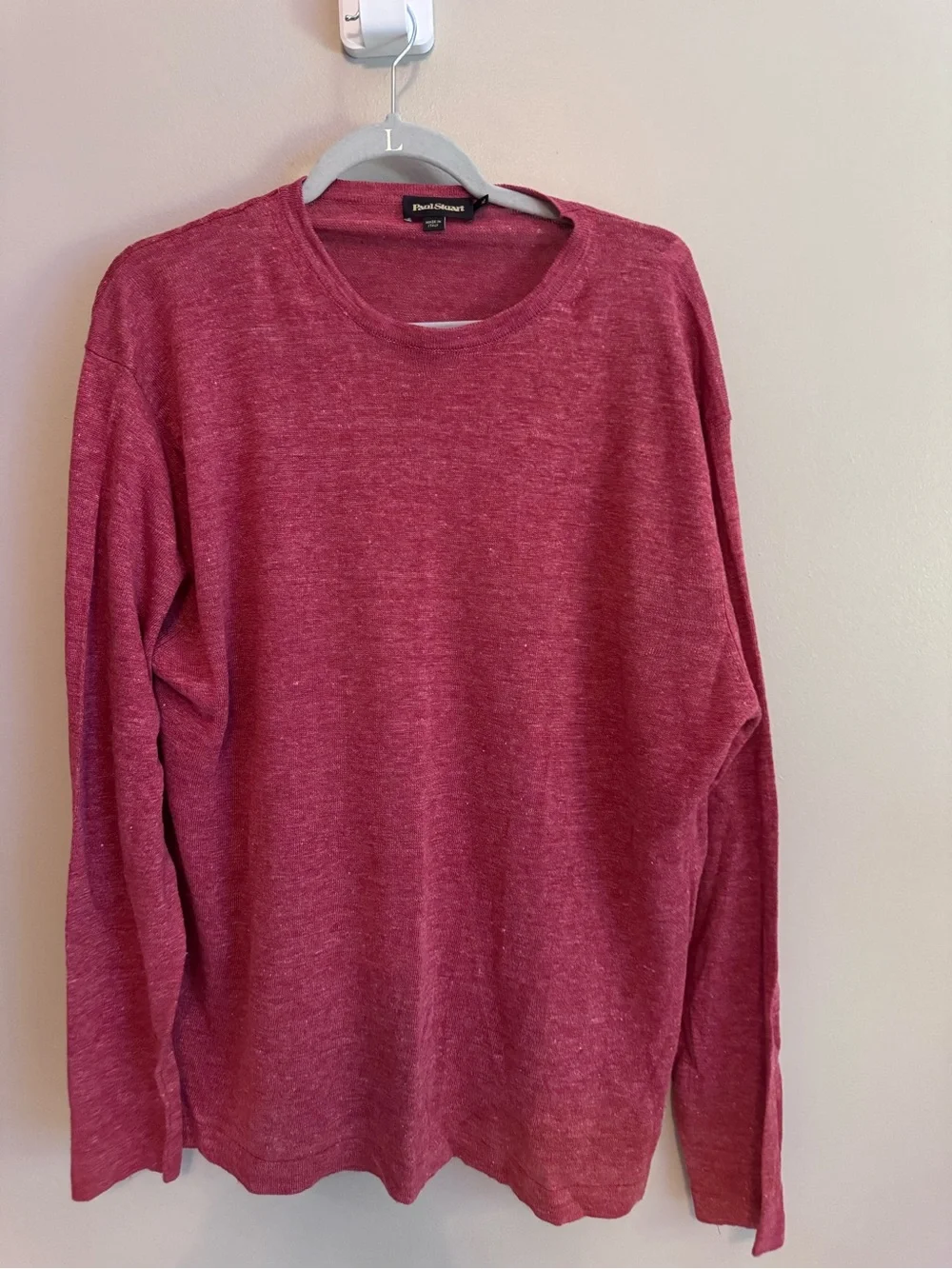 Paul Stuart Men’s XL Red Crew Neck Sweater Made in Italy Lightweight Knit
