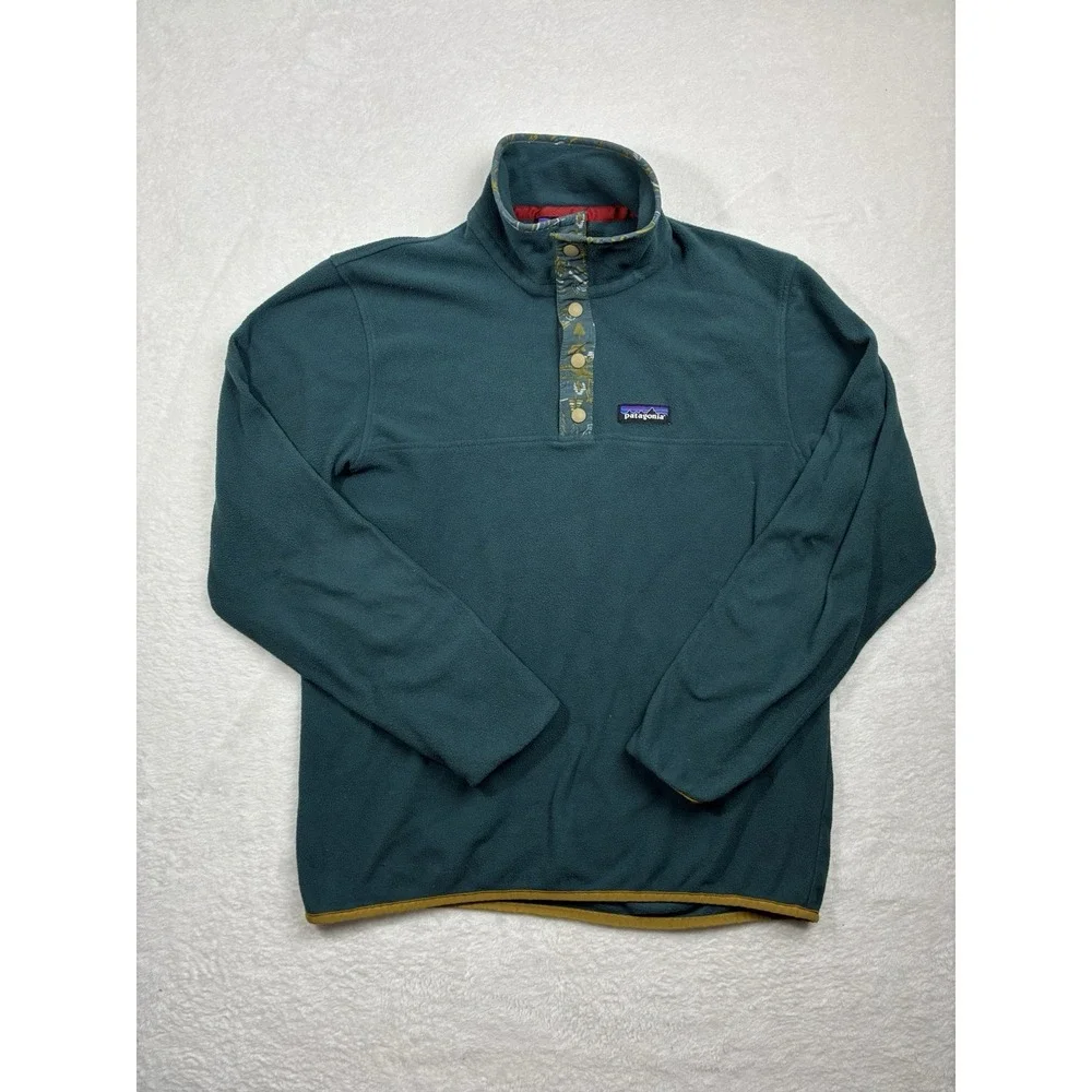 Patagonia Sweater Mens Small Green Micro D Snap T Pullover Lightweight Fleece