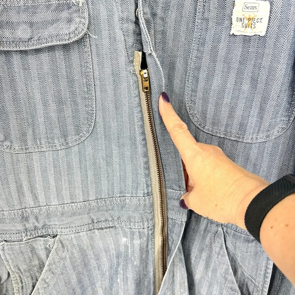 Vintage 70s Sears Mechanic Coveralls Michael Myers Talon Zipper Size 42 Mens
