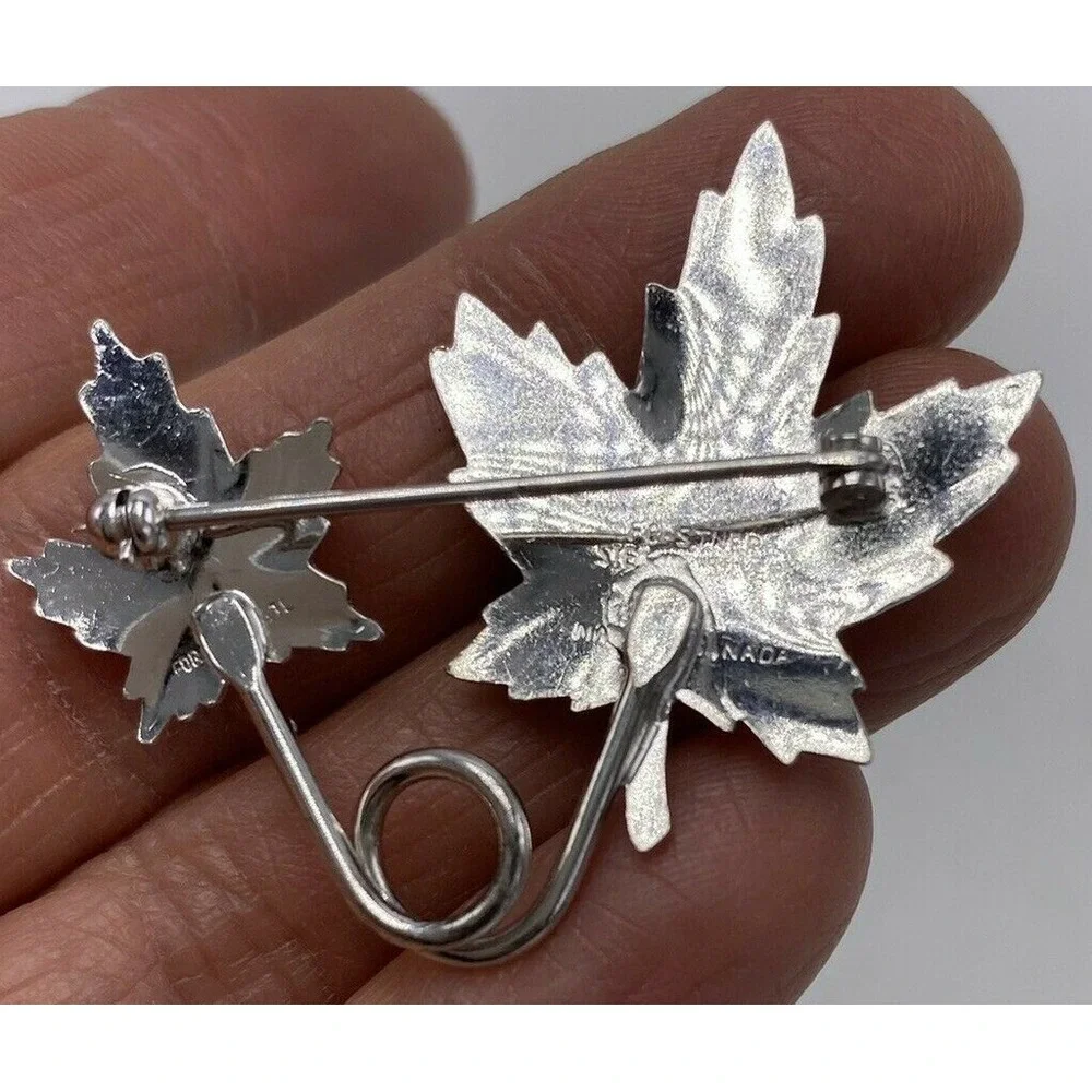Sterling Silver Leaf Brooch Pin Forstner Hand Etched Fall 925 Gift
