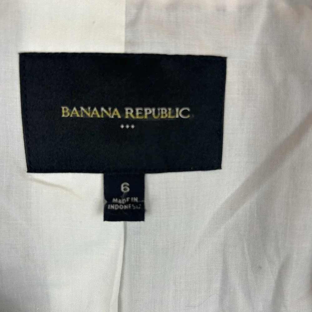 Banana Republic Linen Blazer Womens 6 Jacket Striped Nautical Preppy Beachy