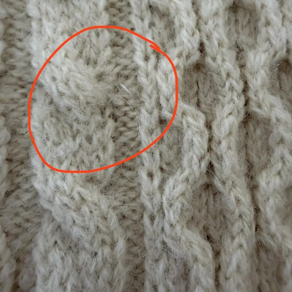 Vtg Irish Wool Fisherman Sweater Aran Knit Chunky Ivory Cable Knit Cream *READ*