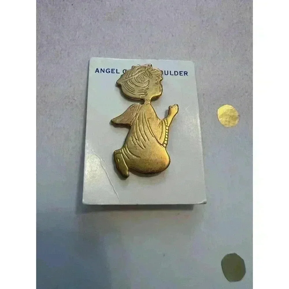Angel on My Shoulder Gold Pin