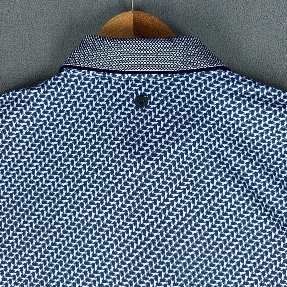 Greyson Polo Shirt‎ 2XL Blue Dances With Wolves Geometric Parkland Country Club