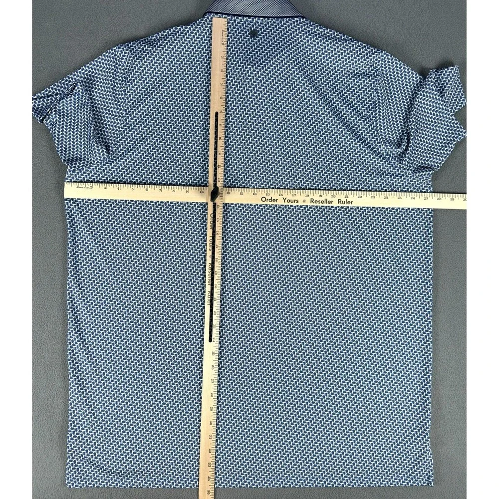 Greyson Polo Shirt‎ 2XL Blue Dances With Wolves Geometric Parkland Country Club