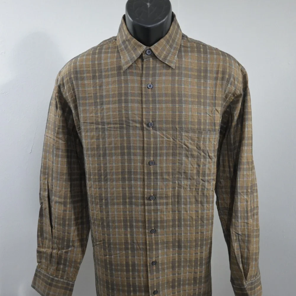 Robert Talbot Dress Shirt Plaid Long Sleeve Button Up Mens‎ Size Medium