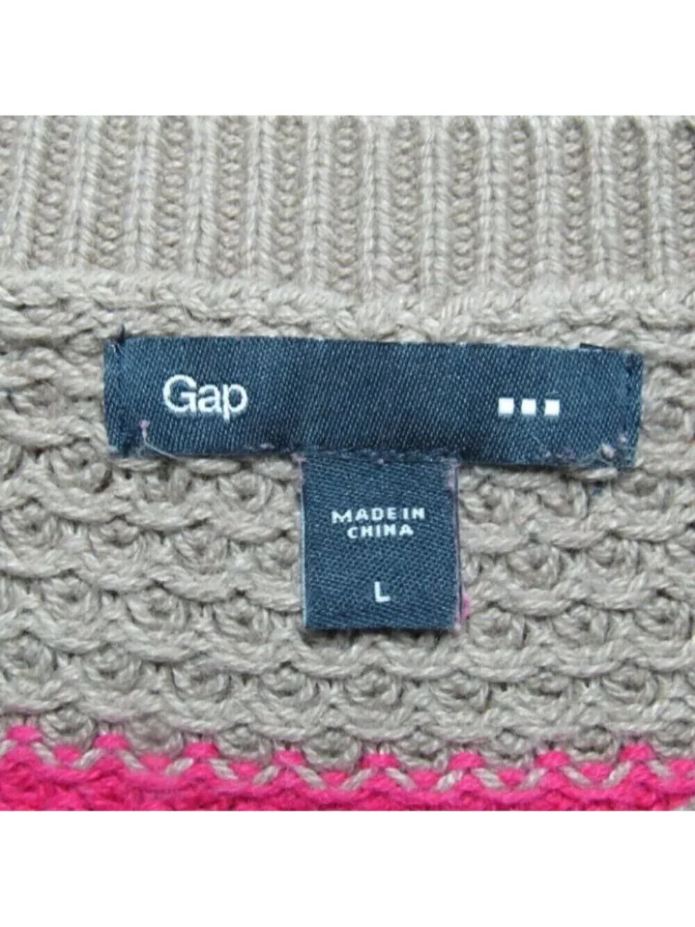 GAP Mocha Brown Pink Wide Stripe Sweater Womens Size L Cotton Blend