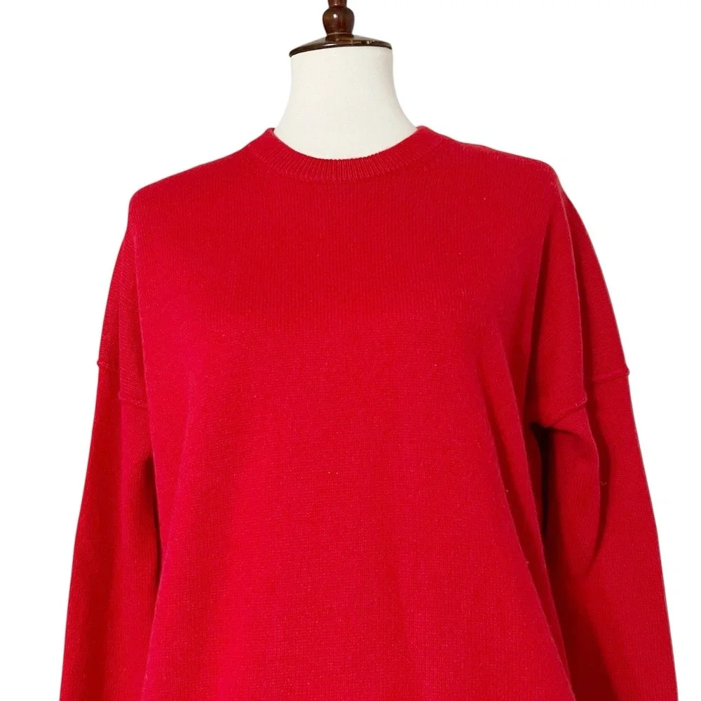 Athleta Perspective Red Wool Cashmere‎ Crew Neck Long Sleeve Relaxed Fit Sweater