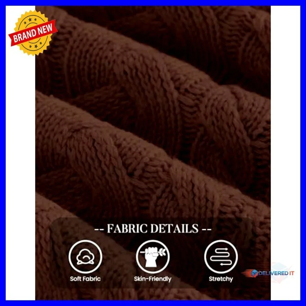 Oversized Cable Knit Pullover Chunky Sweater Batwing Sleeve Crewneck Fall Winter
