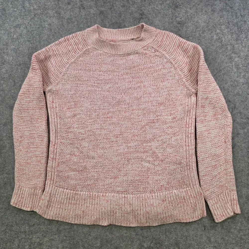 Barbour Seaboard Knit Sweater Womens 4 Pink 100% Cotton Raglan Crewneck Pullover