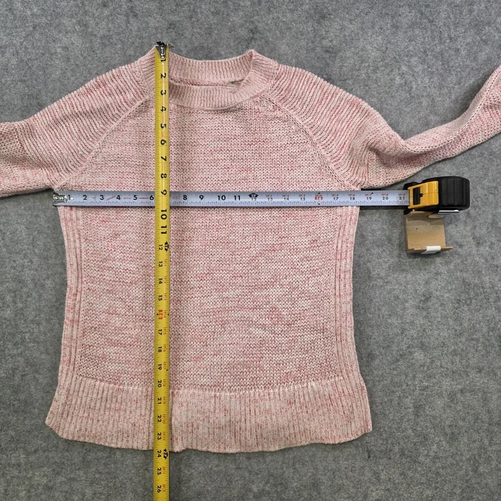 Barbour Seaboard Knit Sweater Womens 4 Pink 100% Cotton Raglan Crewneck Pullover