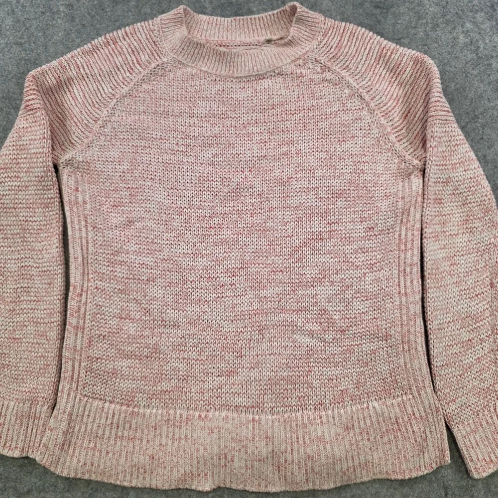 Barbour Seaboard Knit Sweater Womens 4 Pink 100% Cotton Raglan Crewneck Pullover