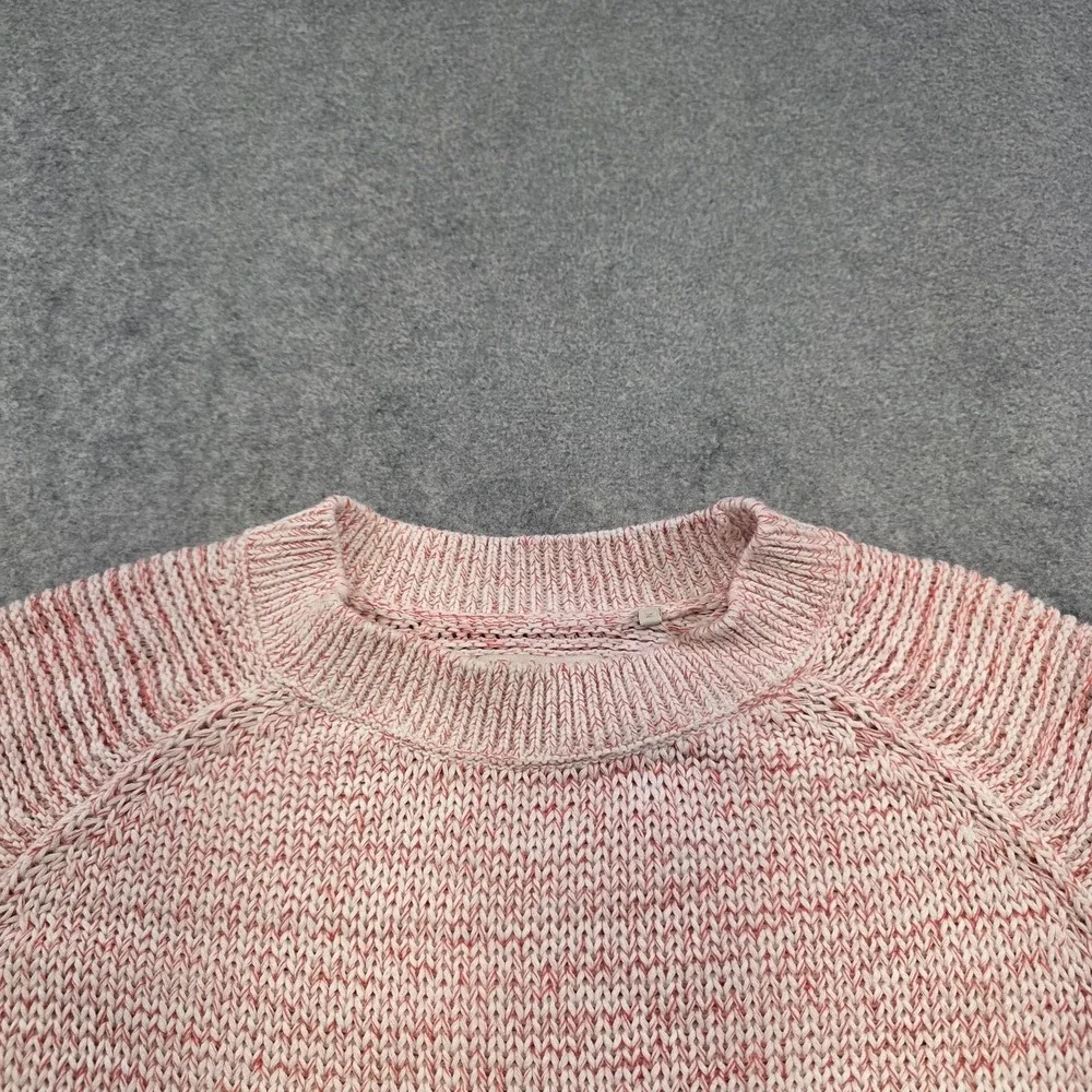 Barbour Seaboard Knit Sweater Womens 4 Pink 100% Cotton Raglan Crewneck Pullover
