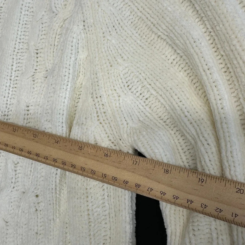 Carolyn Taylor Essentials Cream Cable Knit Turtleneck Sweater Womens Small