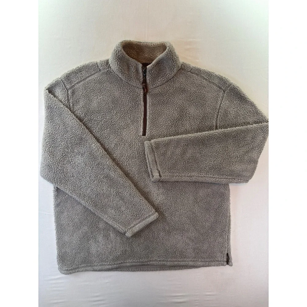 True Grit Mens Grey Sherpa Fleece Quarter Zip Pullover Sweater 51M231OSH XS gray