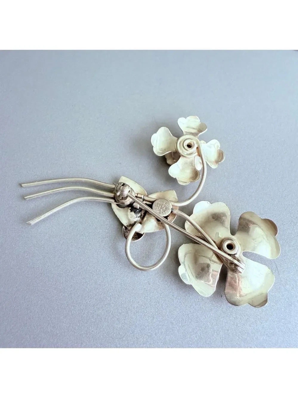 Harry Iskin Blooming Rose Flower Rhinestone 925 Sterling Silver 2.7