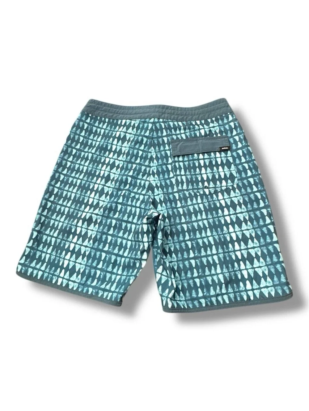 PrAna Roots Studio Green Blue Geometric Board Short Swim Water Men’s Size 30