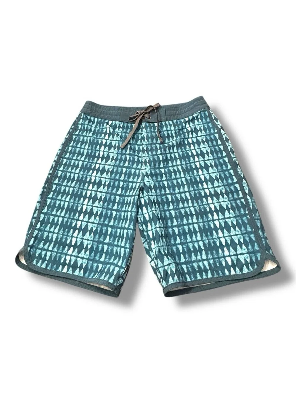PrAna Roots Studio Green Blue Geometric Board Short Swim Water Men’s Size 30