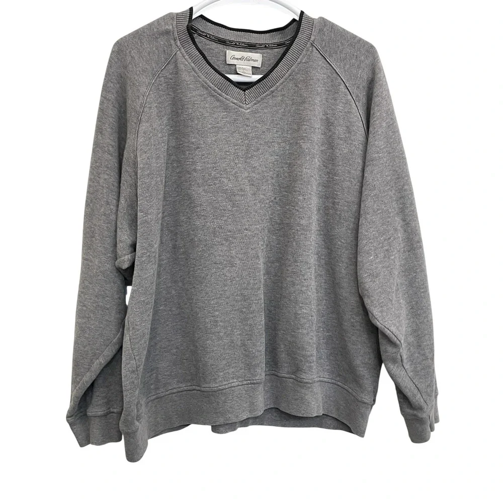 Arnold Palmer Sweatshirt Men's Large Gray Palmer Golf V-Neck‎ Cotton Pullover
