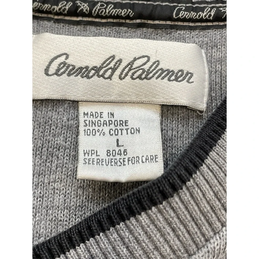 Arnold Palmer Sweatshirt Men's Large Gray Palmer Golf V-Neck‎ Cotton Pullover