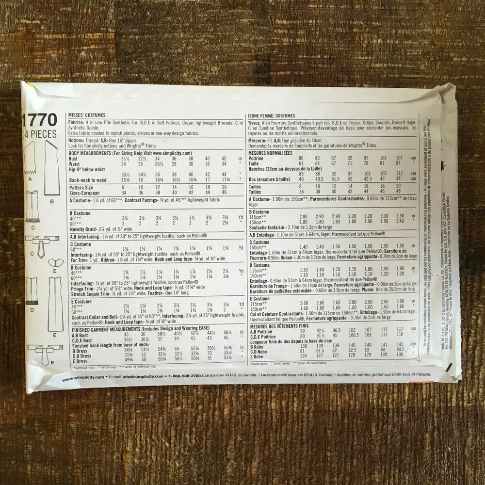 Simplicity pattern 1770