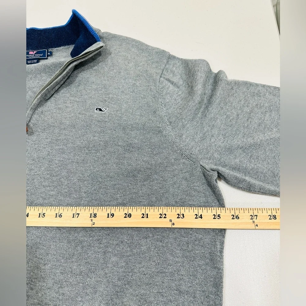 Vineyard Vines Sweater Mens 1/4 Zip Pullover Cotton‎ Gray Size XL