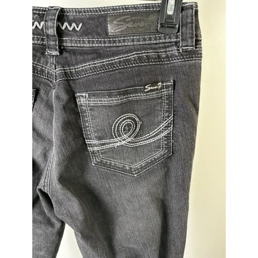Seven7 Jeans Women Size 8 Skinny Dark Wash Five Pockets Stretch Denim Black