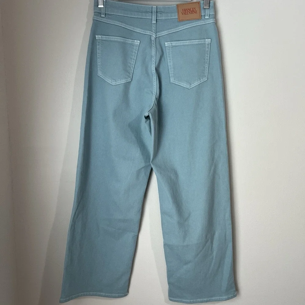Frances Valentine Jeans Women's Size 6 Ace Wide Leg Stretch Denim in French Blue