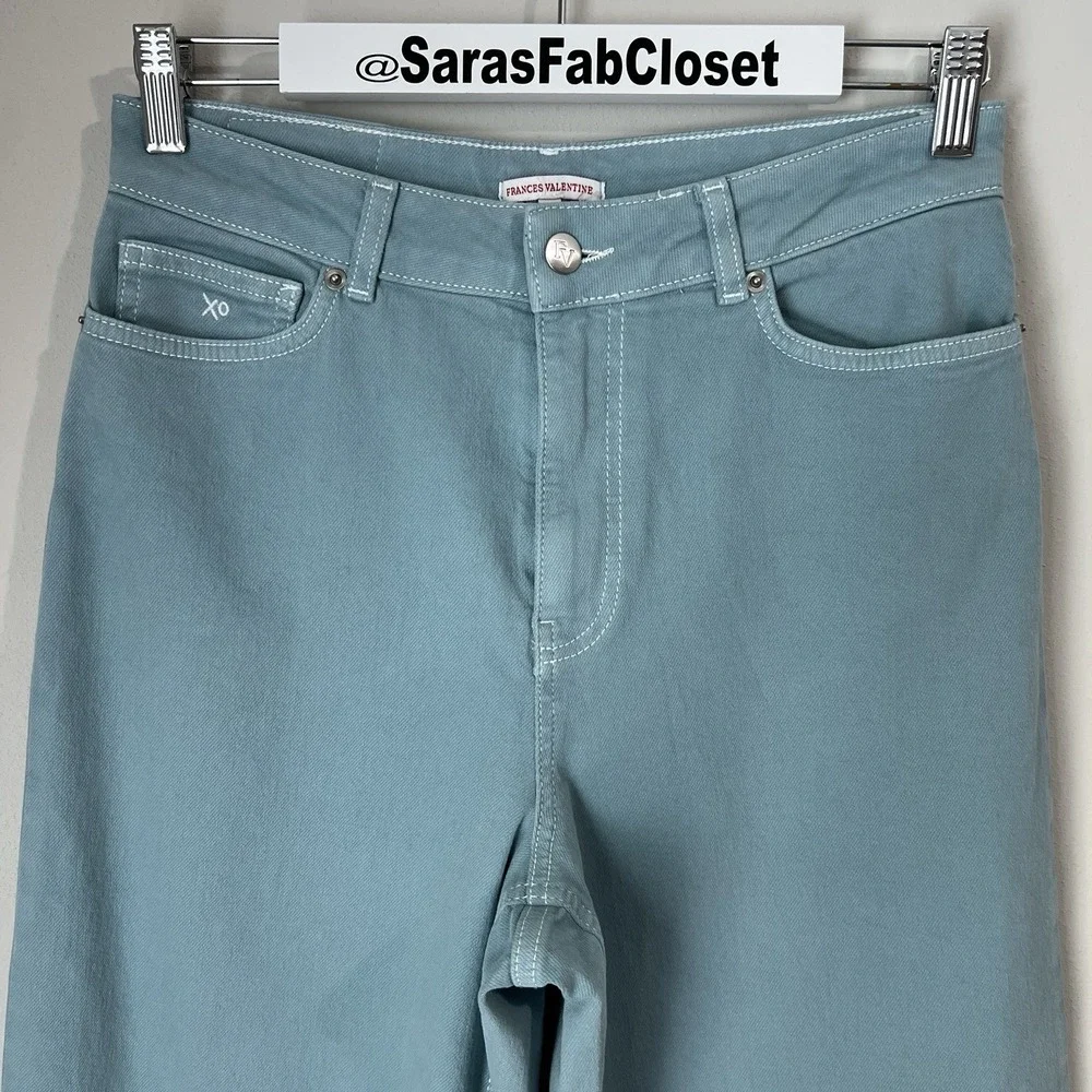 Frances Valentine Jeans Women's Size 6 Ace Wide Leg Stretch Denim in French Blue