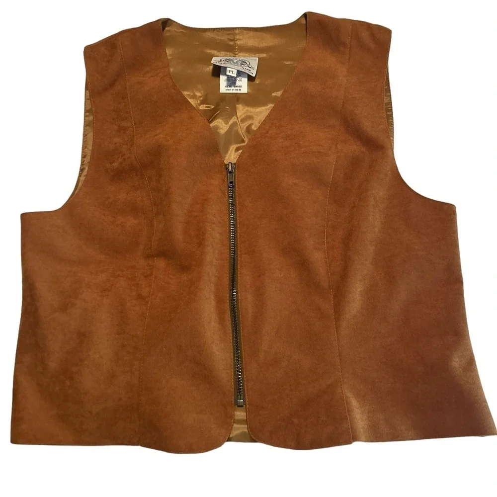 River Ridge faux suede brown vest with front zipper size LP