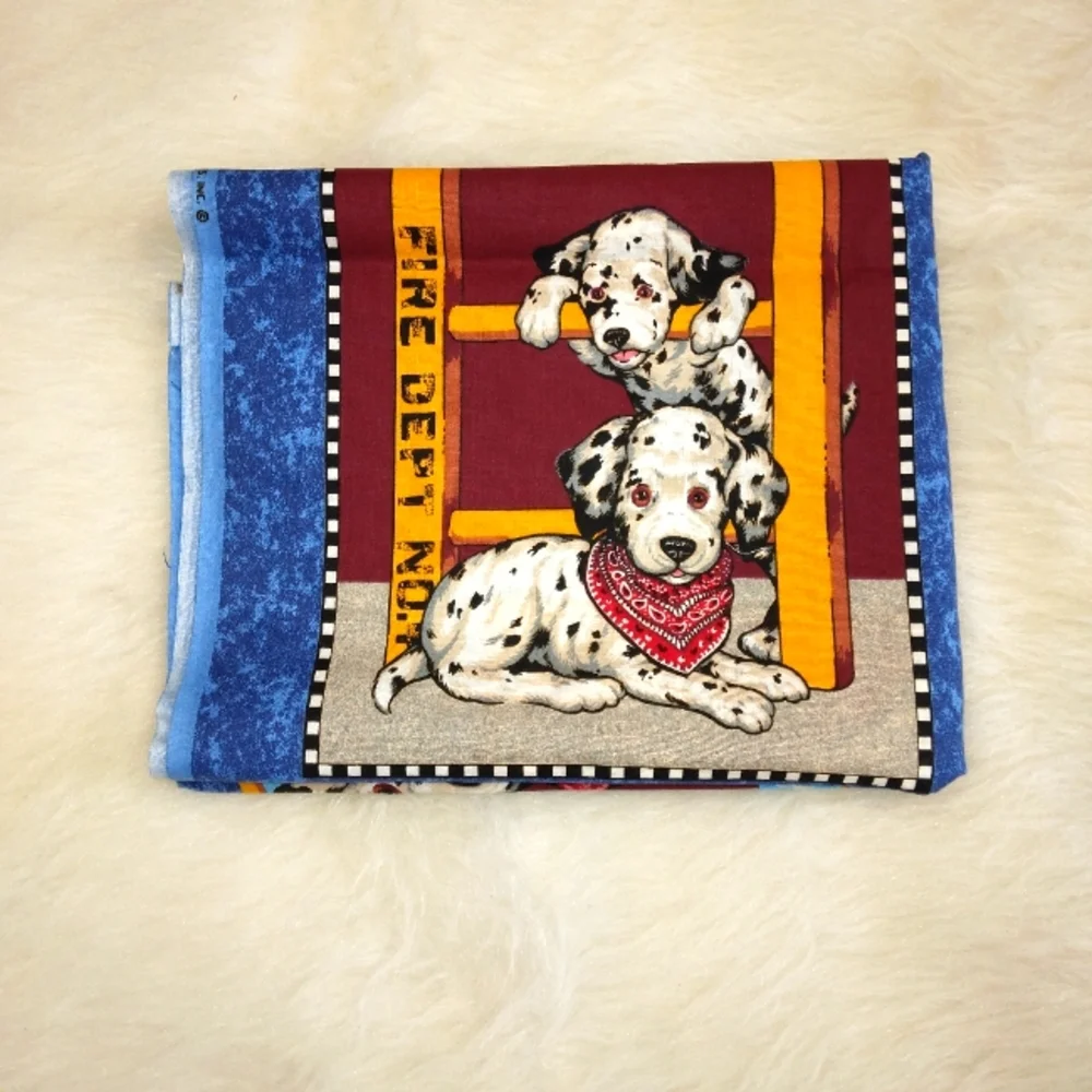 FABRIC Spring Industries Fire Dogs Dalmations 1 panel 35 in. cotton quil…
