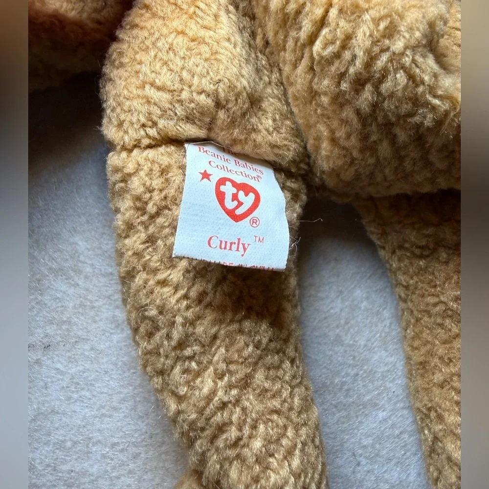 Vintage Rare Ty Beanie Babies Curly The Teddy Bear Plush Kids Toy 1993 Error