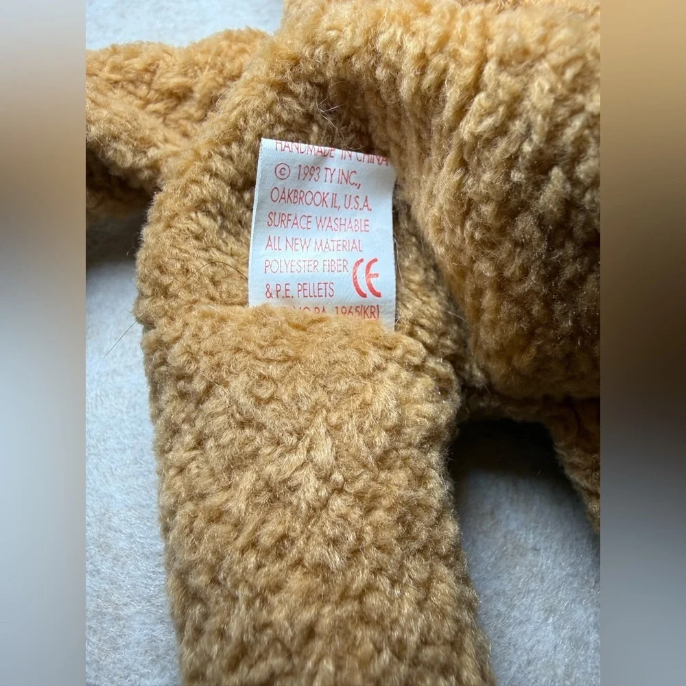 Vintage Rare Ty Beanie Babies Curly The Teddy Bear Plush Kids Toy 1993 Error