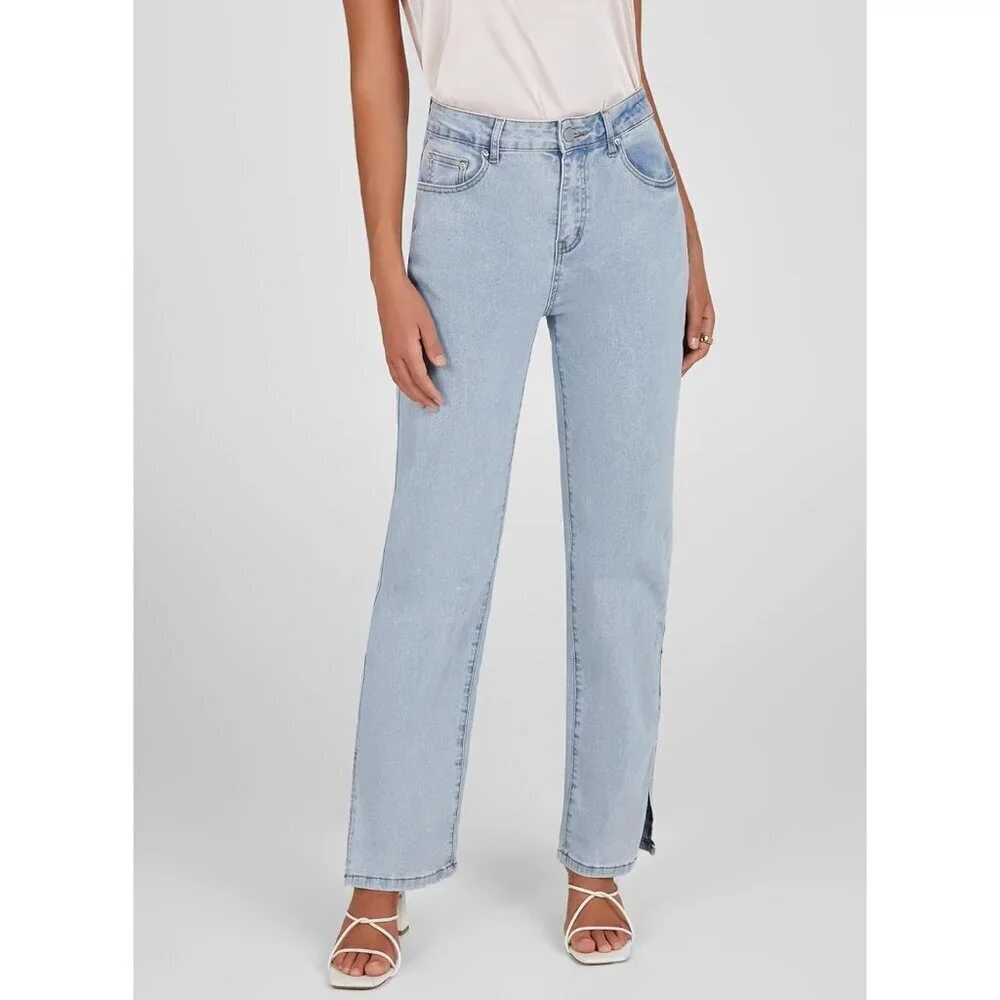 Women's Ripped High Waist Flared Wide Leg Denim Jeans Casual Trendy