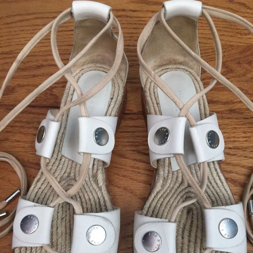 RAG & BONE LEATHER LACE UP GLADIATOR SANDALS WOMENS 36 6 EVELYN IVORY ESPADRILLE
