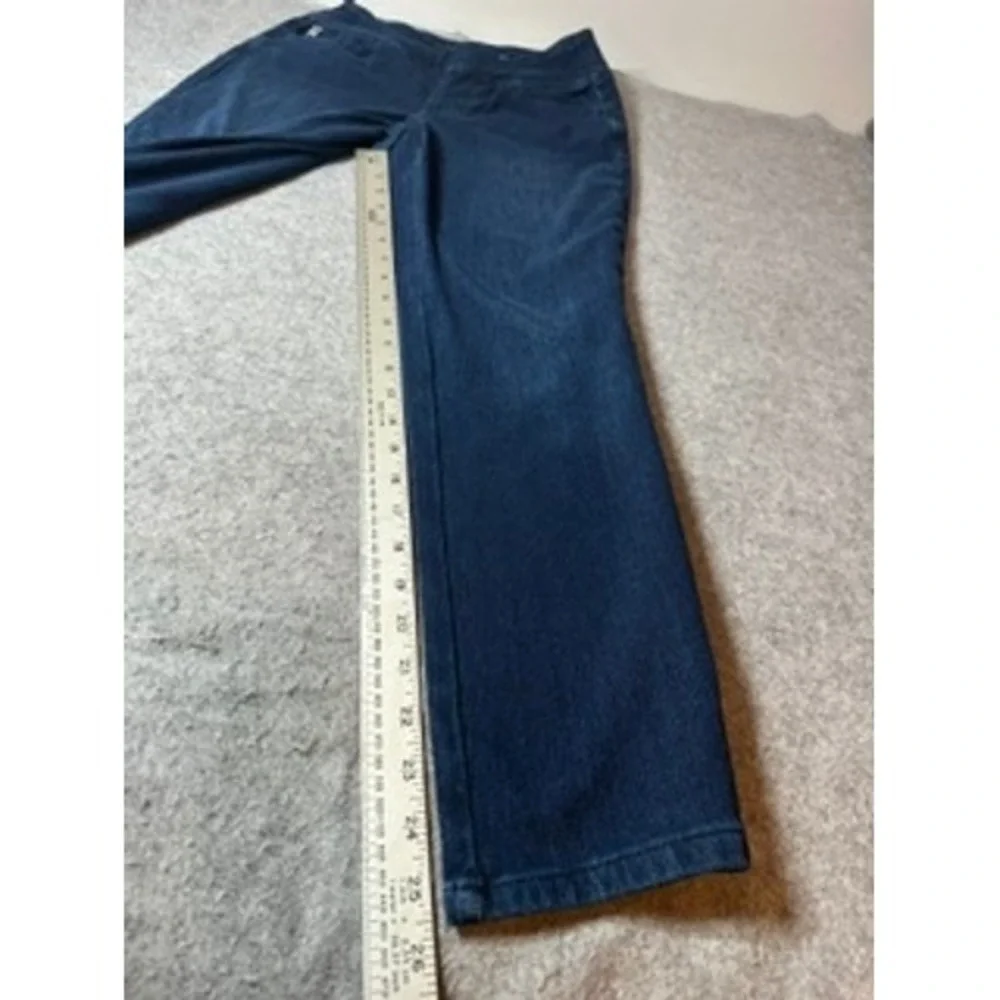 Belle by Kim Gravel Dark Wash Pull On Straight Leg Jeans Pearl Button Hem 4T