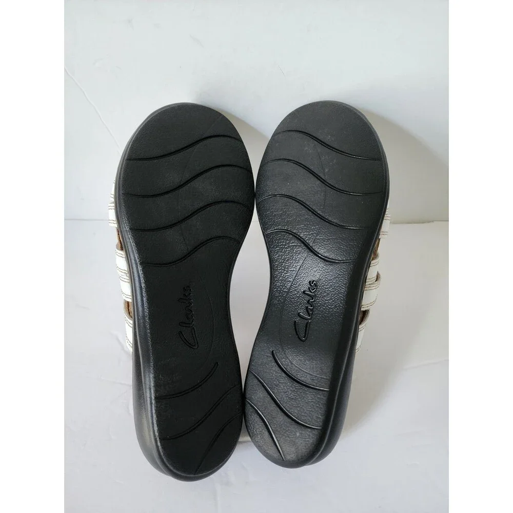 New Clarks Collection Women’s Leather Slide Sandals Leisa Grace White Size 8