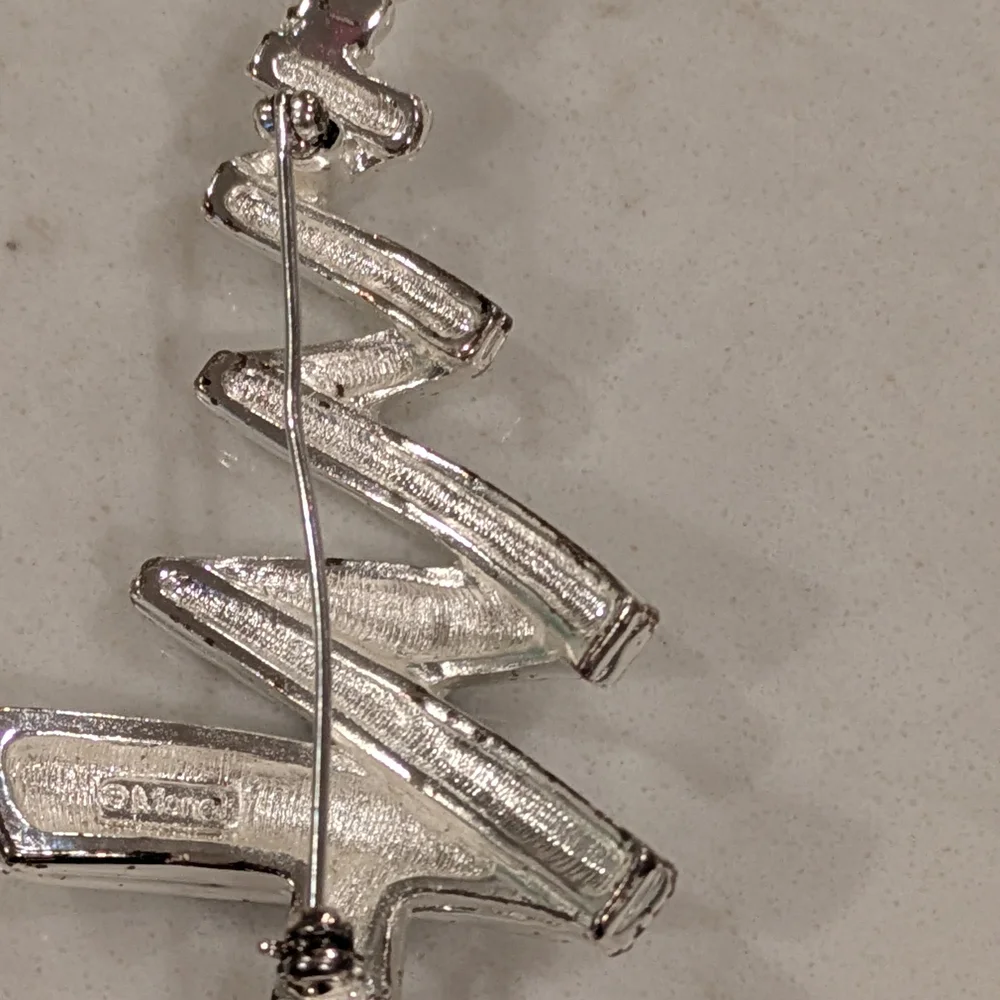 Monet Silver Crystal Swirl Brooch