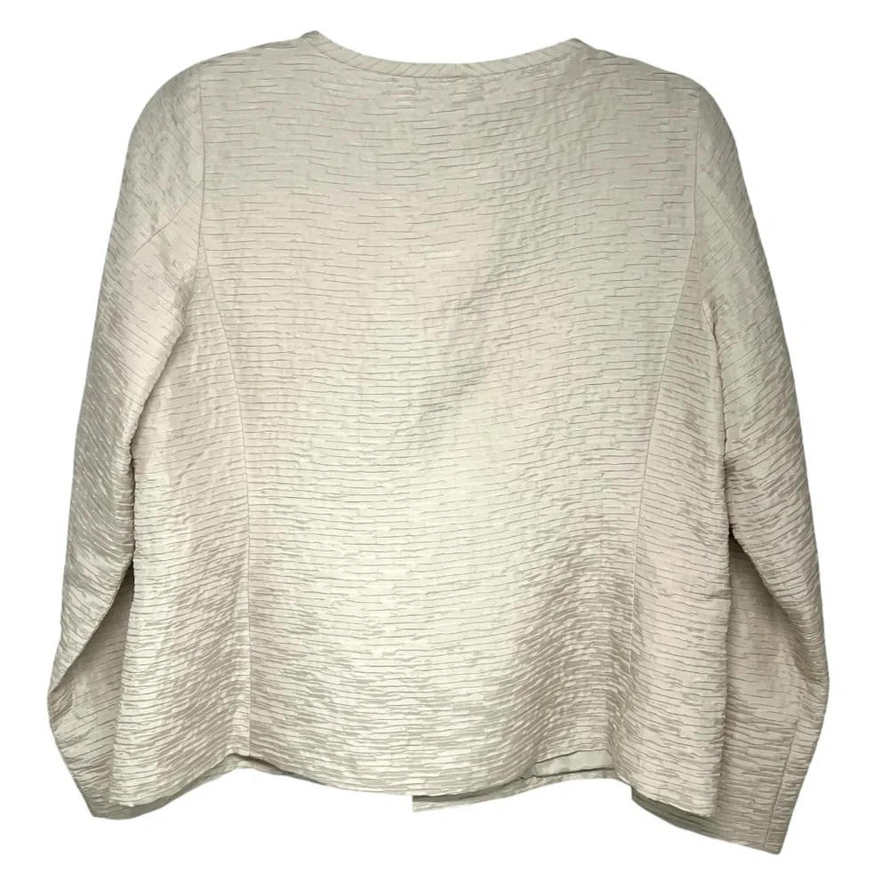 Eileen Fisher Petites Silk Champagne Textured Jacket Women’s Petite Small